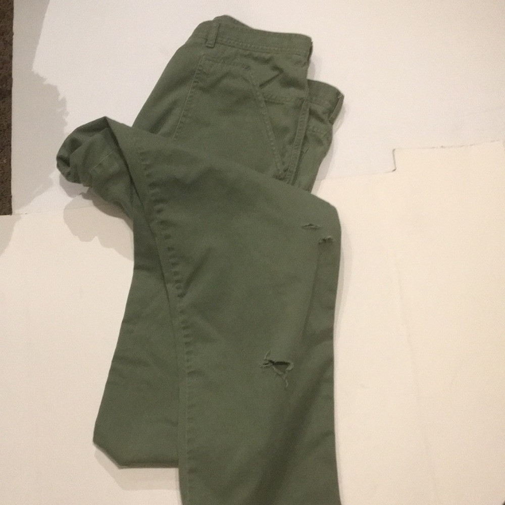 RL Vintage CARGO RALPH LAUREN WIDE LEG Army Green PANTS Raw Hem Size 12 - Picture 2 of 14